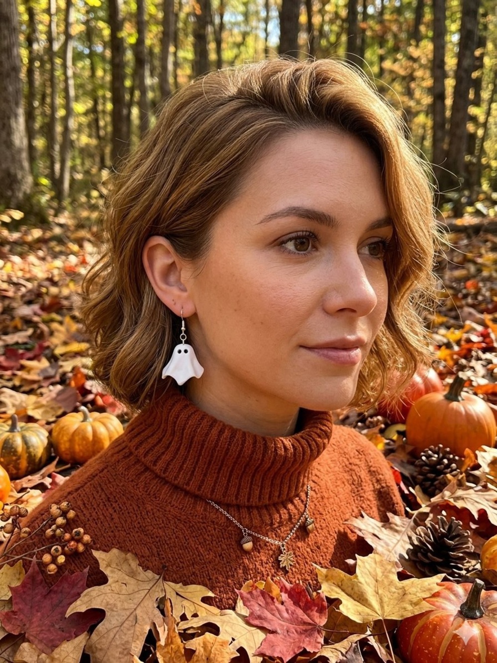 Halloween White Ghost Dangle Earrings – NEW